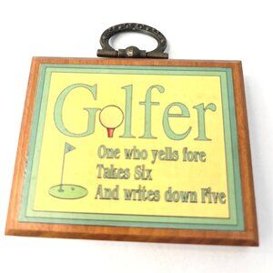 Golfer-Themed Miniature Wood Wall Plaque By Barbara